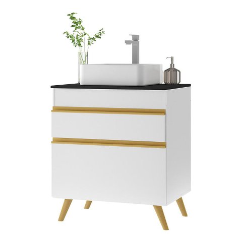 Gabinete Banheiro 1 Porta e 1 Gaveta Retrô 70cm Multimóveis V5024 Branco