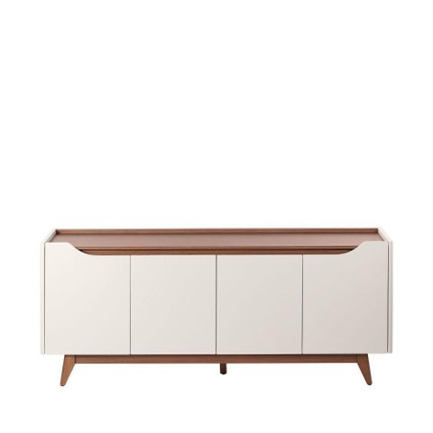 Buffet 4 Portas 2 Prateleiras Pulse 180 Cm - Canella C/ Off White Fosco