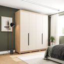 Ver imagem 1 de Guarda-roupa Casal Barcelona 4 Portas 2 Gavetas 100% Mdf Carvalho/off White - Politorno