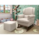 Ver imagem 2 de Poltrona de Amamentação Balanço Pés Canoa e Puff Reto Maternidade Sabrina Bege Linho - Phoenix Baby