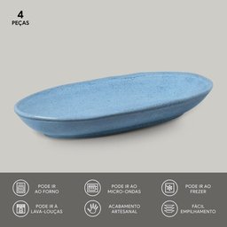 CONJUNTO C/ 4 TRAVESSAS OVAL FUNDA GRANDE ORGÂNICO BREEZE 32x16 cm - 3