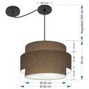 Ver imagem 2 de Lustre Sala de Jantar com Desvio Vivare Md-4399 Cúpula em Tecido 50cm Cáqui 127/220v