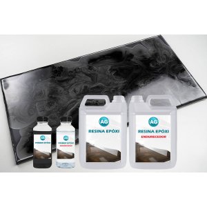 Kit Porcelanato Liquido Metálico Cinza Cetim / Preto Profundo AG por M² Resinas ag Kit Porcelanato L