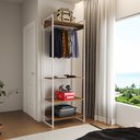 Ver imagem 1 de Closet Modulado Estilo Industrial Solteiro Loft Amêndoa Cabideiro Ferro Branco