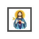 Ver imagem 2 de Quadro Quadrado Sagrado Coração De Jesus 20x20cm:Madeira branca