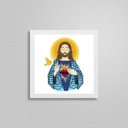 Ver imagem 1 de Quadro Quadrado Sagrado Coração De Jesus 20x20cm:Madeira branca