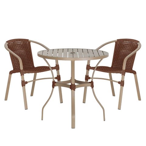 02 Cadeiras Floripa e Mesa Roma 100cm Fendi e Corda Nautica Trama Original