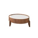 Ver imagem 1 de Mesa de Centro Anna Redonda Lamina de Madeira Tampo com Vidro 50cm Off White