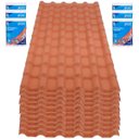 Ver imagem 1 de Kit 10 Telhas PVC Plan Cerâmica 2,42m x 88cm 6 Ondas Terracota + 120 Peças para Vedação e Fixação - 