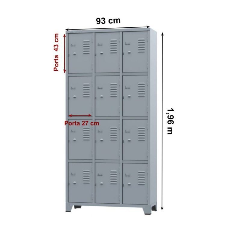 Roupeiro de Aço c/ 12 Portas Pequenas – 1,96×0,93×0,36m – CZ/CZ – AMAPA – 10106 - 2