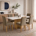 Ver imagem 1 de Conjunto de Jantar 6 Lugares Carol Tampo Vidro e MDF 160x80cm Cinamomo Off White