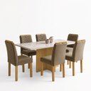 Ver imagem 2 de Conjunto de Jantar 6 Lugares Carol Tampo Vidro e MDF 160x80cm Cinamomo Off White