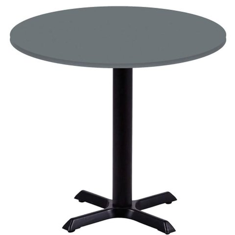 Mesa Ômega Ferro Preto 74 Cm (alt) Base em X Tampo Mdp Redondo 60 Cm (larg) X 2,50 Cm (alt) Grafito