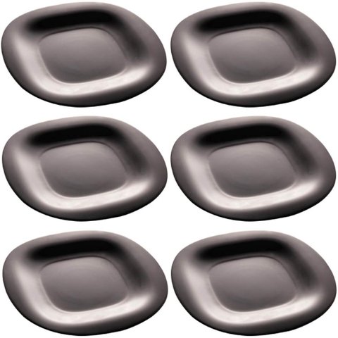Jogo 6 Pratos de Sobremesa Vidro Opalino 19cm Lyor Carine Black Pequeno