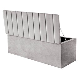 Kit Cabeceira e Calçadeira Baú Queen 160cm Cancun Suede Cinza Claro - D A DECOR - 3 Kit Cabeceira e Calçadeira Baú Queen 160cm Cancun Suede Cinza Claro - D A DECOR - 3