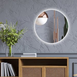 Espelho Decorativo Redondo Para Banheiro Sala Com LED - 40cm