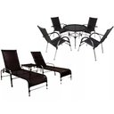 Ver imagem 1 de Kit 2 Espreguiçadeiras Catar 2 Mesas e 4 Cadeiras Vênus para Piscina, Varanda Trama Original