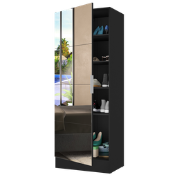 Sapateira 1 Porta com Espelho Jade Plus Multimóveis Preta - 2