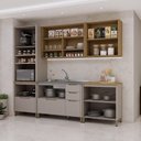 Ver imagem 2 de Cozinha Modulada Compacta 5 Peças com Espaço para Micro-onda Cinammon-freijó