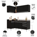 Ver imagem 3 de Armário de Cozinha Modulado de Canto Direito 4 Peças Cp39 com Pia Inox Preto - Lumil Lumil Móveis