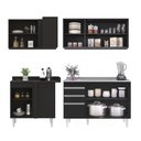 Ver imagem 6 de Armário de Cozinha Modulado de Canto Direito 4 Peças Cp39 com Pia Inox Preto - Lumil Lumil Móveis