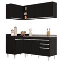 Ver imagem 1 de Armário de Cozinha Modulado de Canto Direito 4 Peças Cp39 com Pia Inox Preto - Lumil Lumil Móveis