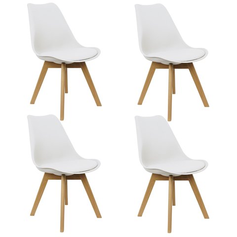 Conjunto 4 Cadeiras Eames Leda Estofada Branco