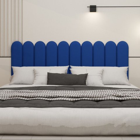 Cabeceira Nuvem Estofada King Size 10 Placas em Suede 45cm:azul Marinho