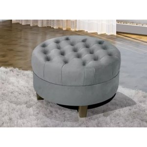 Puff Redondo Capitonê Amsterdã Moderno Suede para Sala Quarto - Av:cinza