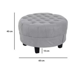 Puff Redondo Capitonê Amsterdã Moderno Suede para Sala Quarto - Av:cinza - 2