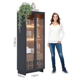 Cristaleira Ambiente Guanabara Preto Acetinado Noce Milano – Colibri - 5