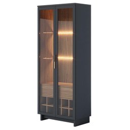 Cristaleira Ambiente Guanabara Preto Acetinado Noce Milano – Colibri - 4