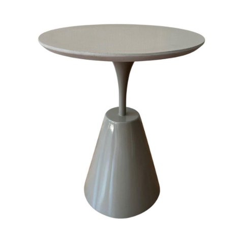 Mesa Lateral Cone Masp Redonda 50 Cm Tampo Cinza Base Cinza Cor Cinza