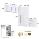 Ver imagem 3 de Quarto Modulado 100% MDF 4 Peças 7 Portas Cômoda 4 Gavetas Integrato Branco