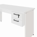 Ver imagem 4 de Mesa Escrivaninha 150cm Pés Painel com Gaveteiro Suspenso F5 Office