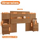 Ver imagem 3 de Cabeceira Casal Extensível com 2 Mesas de Cabeceira 4 Gavetas com Tomada Síria Carvalho Tapajós
