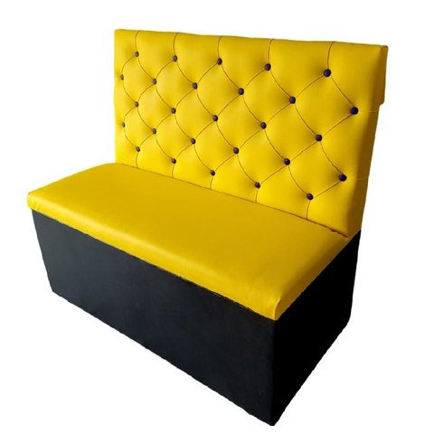 Conjunto 2 Sofás Booth e 1 Mesa Fixa 1.10m Amarelo e Preto