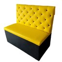 Ver imagem 1 de Conjunto 2 Sofás Booth e 1 Mesa Fixa 1.10m Amarelo e Preto