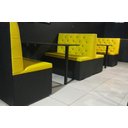 Ver imagem 2 de Conjunto 2 Sofás Booth e 1 Mesa Fixa 1.10m Amarelo e Preto