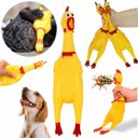 Ver imagem 6 de Frango Galinha Brinquedo com Som Grande Pet Borracha Mordedor c/ Apito Sonoro 27cm - Cachorro Medio