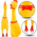 Ver imagem 2 de Frango Galinha Brinquedo com Som Grande Pet Borracha Mordedor c/ Apito Sonoro 27cm - Cachorro Medio