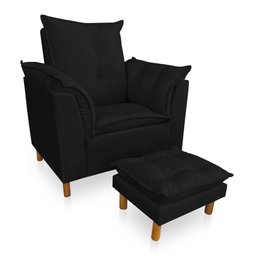 Kit Poltrona Amamentação Sara + Puff Suede Preto Dal Poz Estofados - 1