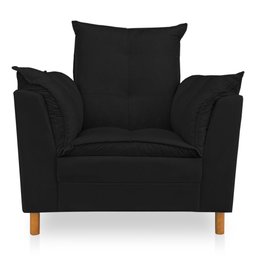 Kit Poltrona Amamentação Sara + Puff Suede Preto Dal Poz Estofados - 2