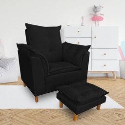 Kit Poltrona Amamentação Sara + Puff Suede Preto Dal Poz Estofados - 4