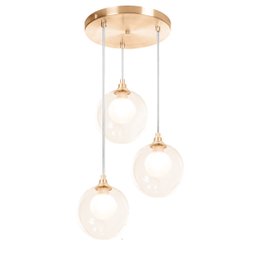 Lustres Pendentes Triplo New Cobre Harmony Bolinha Ambar - 1
