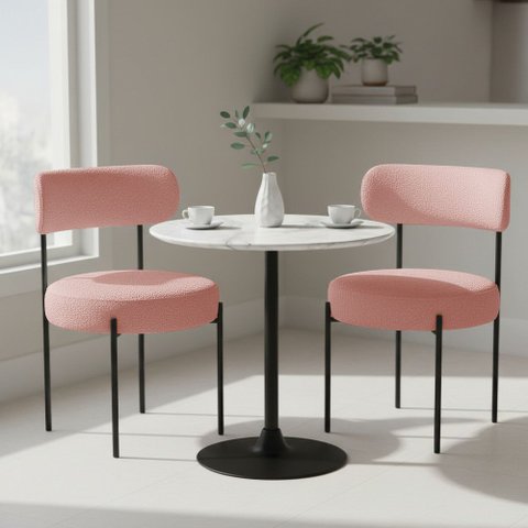 Cadeira Sala de Jantar Margara Kit 2 em Aço Preto Bouclê Ted D03 - D'Rossi