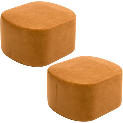Kit 2 Puffs Decorativos Orgânico para Living Quarto 70cm Doha W01 Couríssimo Whisky - Lyam Decor
