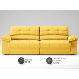 Sofá com Carregador Usb e Molas no Assento Retrátil Reclinável Mimo 2,00m Velosuede Canario - Netsof - 3