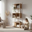 Ver imagem 1 de Estante para Livros Modular 6 Nichos Metálica Industrial Móvel na Caixa