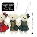 Ver imagem 3 de Conjunto 4 Ursinhos Natal Pendente 15cm Pelúcia Creme Prime Roupa Xadrez